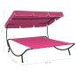 vidaXL Tumbona sofá de jardín con toldo rosa vidaXL Tumbona sofá de jardín con toldo rosa
