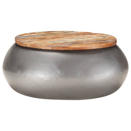 vidaXL Mesa de centro madera maciza reciclada gris 68x68x30 cm