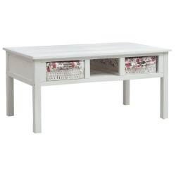 vidaXL Mesa de centro de madera blanco 99,5x60x48 cm