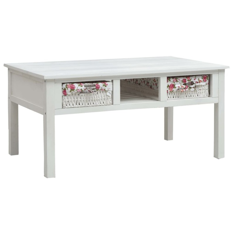 vidaXL Mesa de centro de madera blanco 99,5x60x48 cm