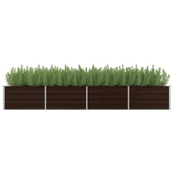 vidaXL Arriate de acero galvanizado marrón 320x80x45 cm