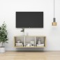vidaXL Mueble TV pared madera contrachapada blanco roble 37x37x107 cm vidaXL Mueble TV pared madera contrachapada blanco roble 37x37x107 cm