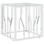 vidaXL Mesa de centro acero inoxidable y vidrio plateada 50x50x50 cm