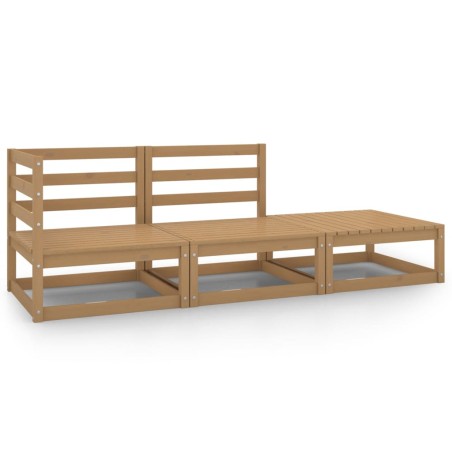 vidaXL Muebles de jardín 3 piezas marrón miel madera maciza de pino