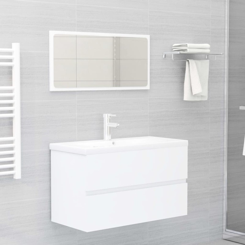 vidaXL Conjunto de muebles de baño 2 piezas contrachapada blanco