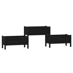 vidaXL Jardinera madera maciza de pino negro 245,5x44x75 cm