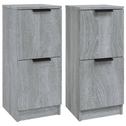vidaXL Aparadores 2 uds madera contrachapada gris Sonoma 30x30x70 cm