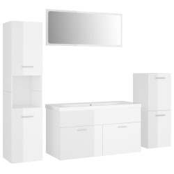 vidaXL Juego de muebles de baño madera de ingeniería blanco brillo