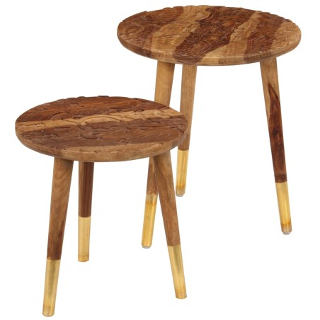 vidaXL Mesas de centro 2 piezas madera maciza de sheesham
