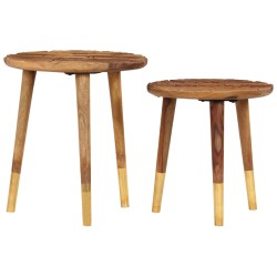 vidaXL Mesas de centro 2 piezas madera maciza de sheesham