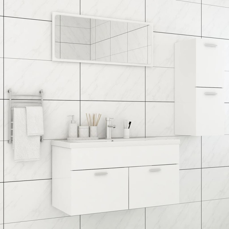 vidaXL Juego de muebles de baño madera de ingeniería blanco vidaXL Juego de muebles de baño madera de ingeniería blanco