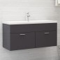 vidaXL Armario para lavabo contrachapada gris brillo 100x38,5x46 cm vidaXL Armario para lavabo contrachapada gris brillo 100x38,5x46 cm
