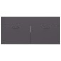 vidaXL Armario para lavabo contrachapada gris brillo 100x38,5x46 cm vidaXL Armario para lavabo contrachapada gris brillo 100x38,5x46 cm