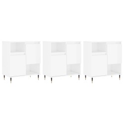 vidaXL Aparadores 3 uds madera contrachapada blanco brillo