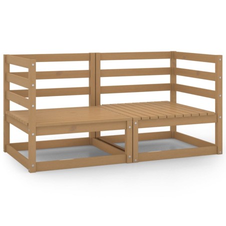 vidaXL Sofás de esquina de jardín 2 uds marrón miel madera maciza pino 