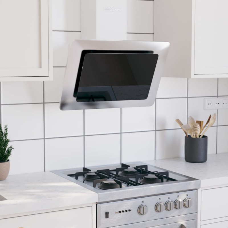 vidaXL Campana extractora acero inox y vidrio templado plateado 60 cm vidaXL Campana extractora acero inox y vidrio templado plateado 60 cm