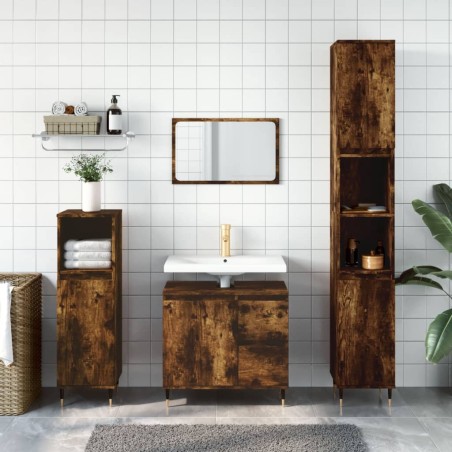 vidaXL Armario de baño madera contrachapada roble ahumado 65x33x60 cm