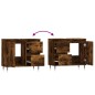 vidaXL Armario de baño madera contrachapada roble ahumado 65x33x60 cm vidaXL Armario de baño madera contrachapada roble ahumado 65x33x60 cm