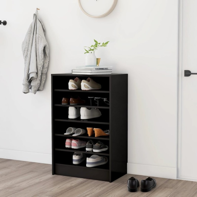 vidaXL Mueble zapatero de madera contrachapada negro 60x35x92 cm