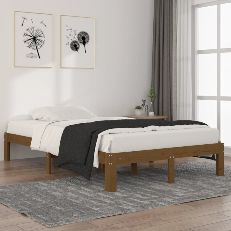 vidaXL Estructura de cama madera maciza pino marrón miel 120x200 cm