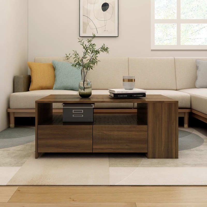 vidaXL Mesa de centro madera de ingeniería marrón roble 102x55x42 cm vidaXL Mesa de centro madera de ingeniería marrón roble 102x55x42 cm