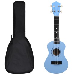 vidaXL Set de ukelele soprano con funda para niños azul bebé 21"
