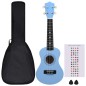 vidaXL Set de ukelele soprano con funda para niños azul bebé 21" vidaXL Set de ukelele soprano con funda para niños azul bebé 21"