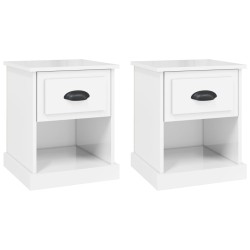vidaXL Mesitas de noche 2 uds madera blanco brillante 39x39x47,5 cm