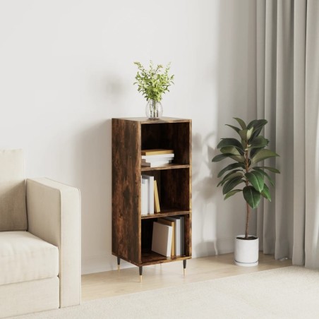 vidaXL Aparador de madera de ingeniería roble ahumado 34,5x32,5x90 cm