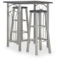 vidaXL Set mesa y sillas altas de cocina 3 piezas madera y acero negro vidaXL Set mesa y sillas altas de cocina 3 piezas madera y acero negro