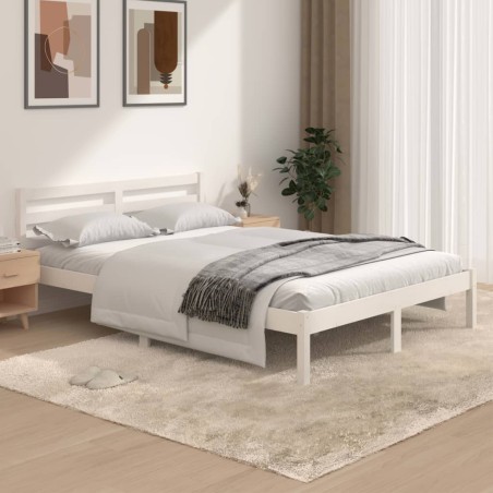 vidaXL Estructura de cama madera maciza de pino blanco 135x190 cm