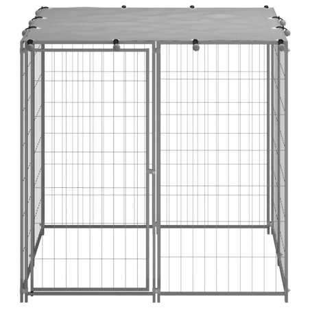 vidaXL Perrera de acero plateado 10x110x110 cm