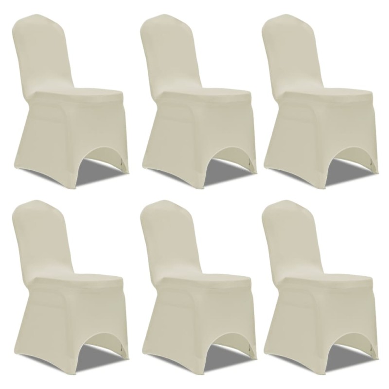Set de 6 Fundas ajustadas para sillas, color crema Set de 6 Fundas ajustadas para sillas, color crema