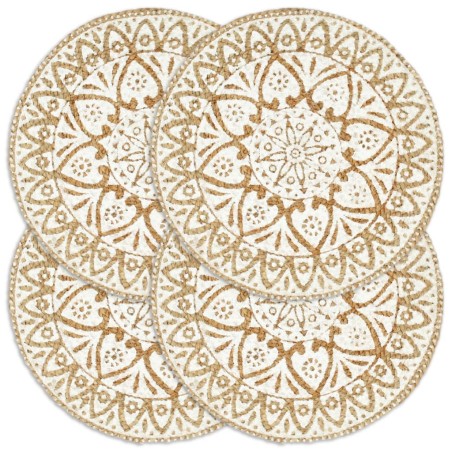 vidaXL Mantel individual 4 unidades redondo yute blanco 38 cm