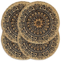 vidaXL Mantel individual 4 unidades redondo yute azul oscuro 38 cm