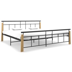 vidaXL Estructura de cama metal y madera maciza de roble 200x200 cm