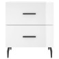 vidaXL Mesita de noche madera de ingeniería blanco brillo 40x35x47,5cm vidaXL Mesita de noche madera de ingeniería blanco brillo 40x35x47,5cm