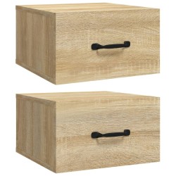vidaXL Mesitas de noche de pared 2 uds color roble Sonoma 35x35x20 cm  