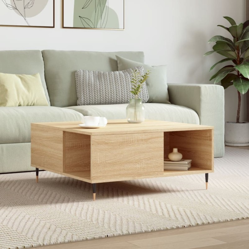 vidaXL Mesa de centro madera contrachapada roble Sonoma 80x80x36,5 cm vidaXL Mesa de centro madera contrachapada roble Sonoma 80x80x36,5 cm