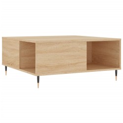 vidaXL Mesa de centro madera contrachapada roble Sonoma 80x80x36,5 cm