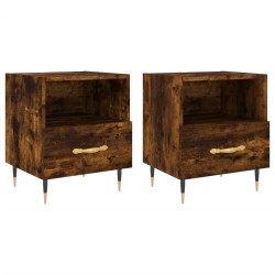 vidaXL Mesita noche 2 uds madera ingeniería roble ahumado 40x35x47,5cm