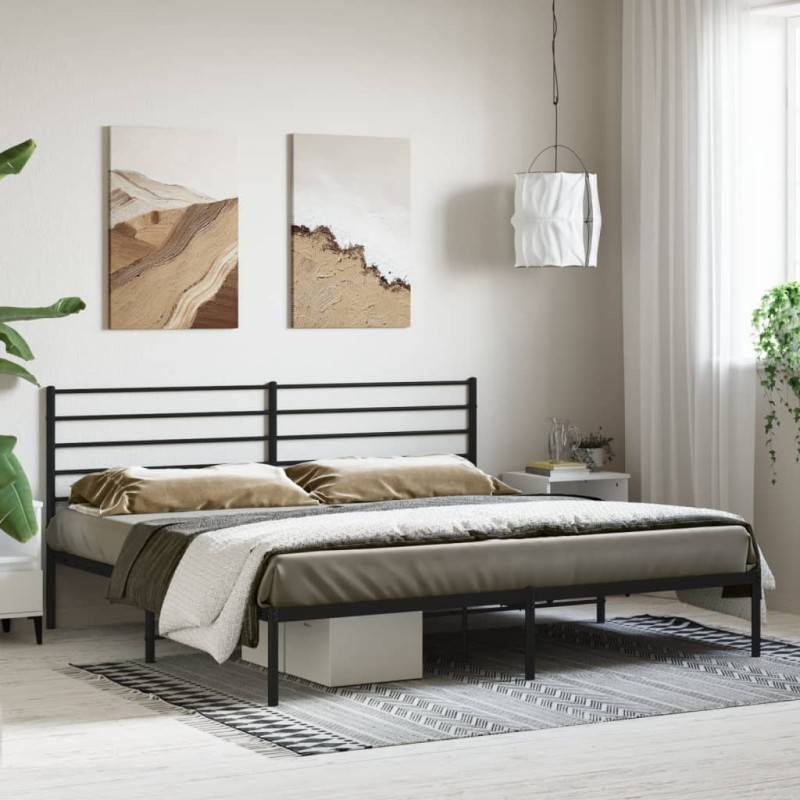 vidaXL Estructura de cama con cabecero metal negro 180x200 cm vidaXL Estructura de cama con cabecero metal negro 180x200 cm