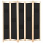 vidaXL Biombo divisor de 5 paneles de tela negro 200x170x4 cm vidaXL Biombo divisor de 5 paneles de tela negro 200x170x4 cm