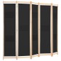 vidaXL Biombo divisor de 5 paneles de tela negro 200x170x4 cm vidaXL Biombo divisor de 5 paneles de tela negro 200x170x4 cm