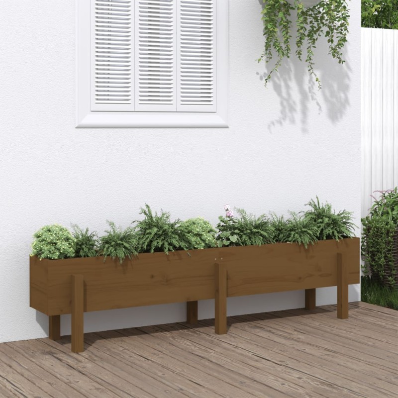 vidaXL Arriate elevado de jardín madera pino marrón miel 160x30x38 cm vidaXL Arriate elevado de jardín madera pino marrón miel 160x30x38 cm