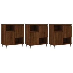 vidaXL Aparadores 3 uds madera contrachapada marrón roble