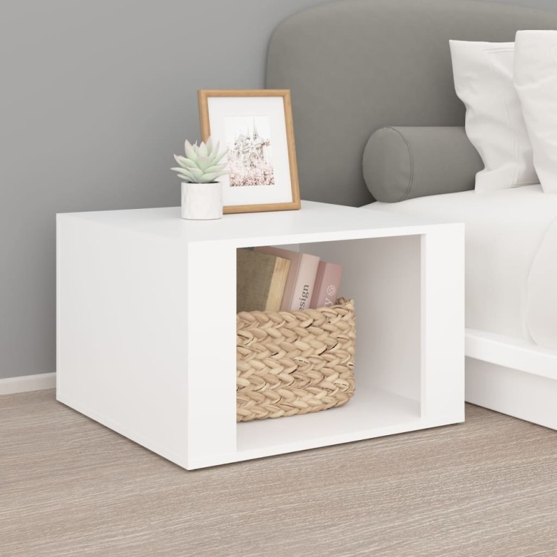 vidaXL Mesita de noche madera contrachapada blanco 57x55x36 cm vidaXL Mesita de noche madera contrachapada blanco 57x55x36 cm