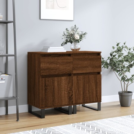 vidaXL Aparadores 2 uds madera de ingeniería marrón roble 40x35x70 cm