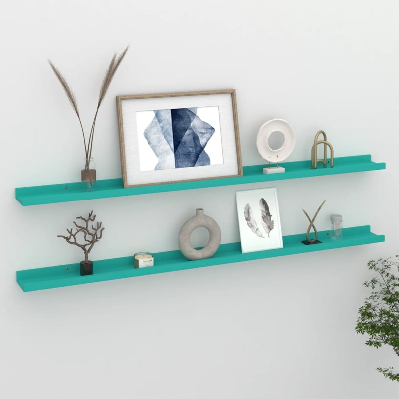 vidaXL Estantes de pared 2 unidades azul 115x9x3 cm vidaXL Estantes de pared 2 unidades azul 115x9x3 cm