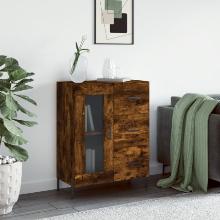 vidaXL Aparador de madera de ingeniería roble ahumado 69,5x34x90 cm